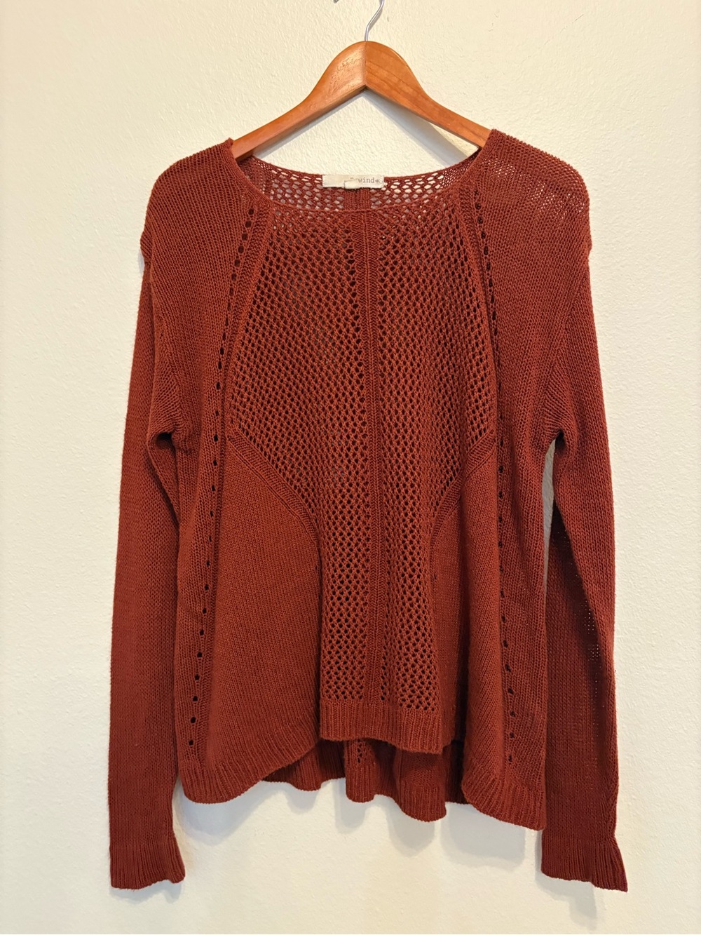 Rewind Rust Open Knit Grunge Fairy Sweater / Boho Open-Weave Pullover